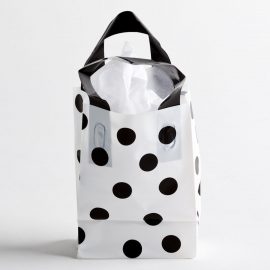 BLACK-WHITE DOT PLASTIC SHOPPING BAGS