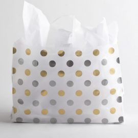 GOLD-SILVER DOT PLASTIC SHOPPING BAGS