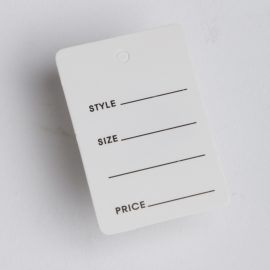 WHITE PRICE TAG-STYLE SIZE PRICE